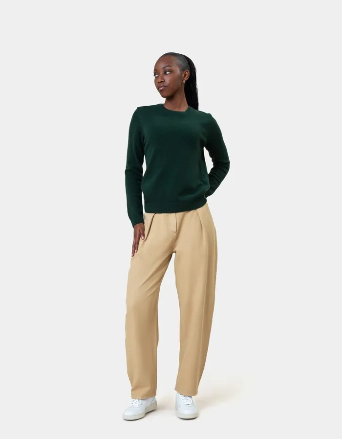 Women Women Classic Merino Wool Crew Coffee Brown Colorful Standard Knit Sweaters