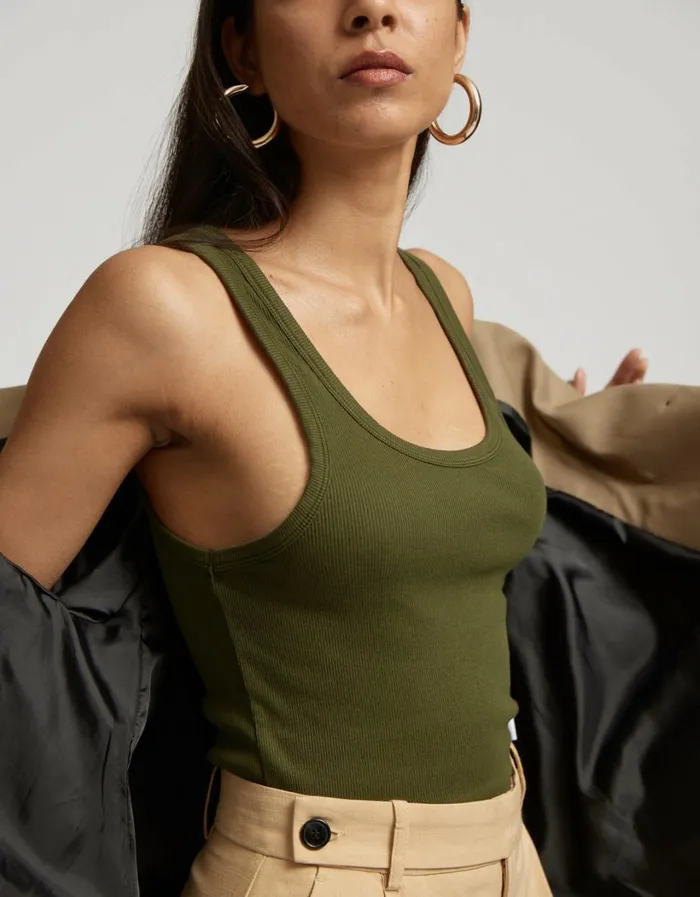 Women Women Organic Rib Tank Top Oyster Grey Colorful Standard Tank Tops