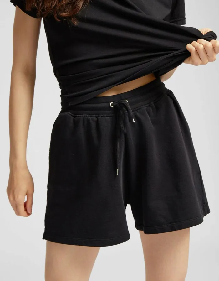 Women Women Organic Sweatshorts Deep Black Colorful Standard Shorts