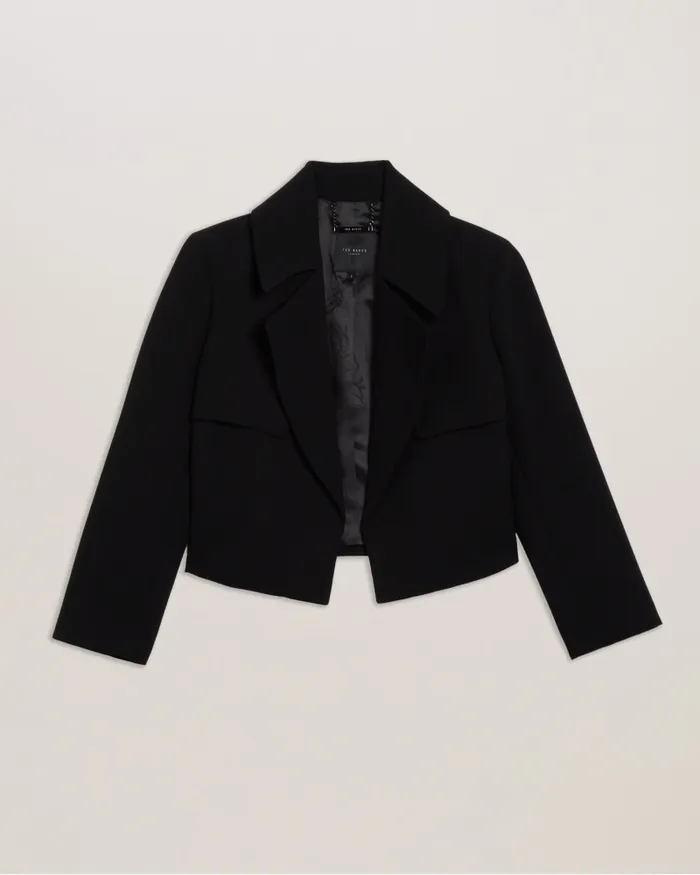 Women WYNO 8211 Cropped Oversize Collar Tailored Jacket Black Ted Baker Coats and Jackets