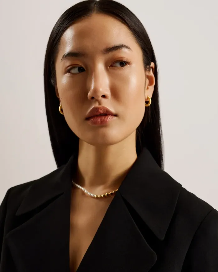 Women WYNO 8211 Cropped Oversize Collar Tailored Jacket Black Ted Baker Coats and Jackets