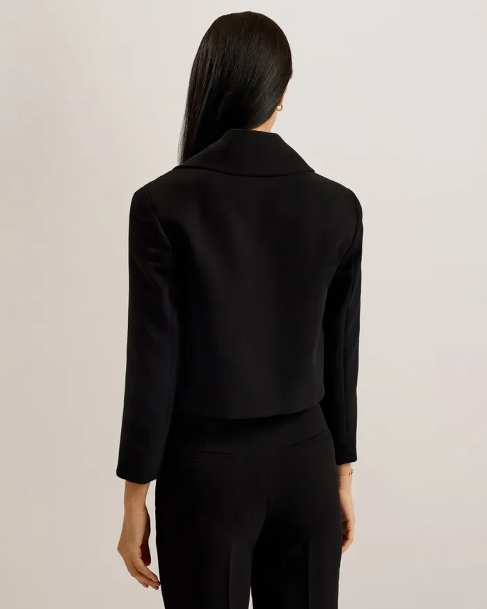 Women WYNO 8211 Cropped Oversize Collar Tailored Jacket Black Ted Baker Coats and Jackets