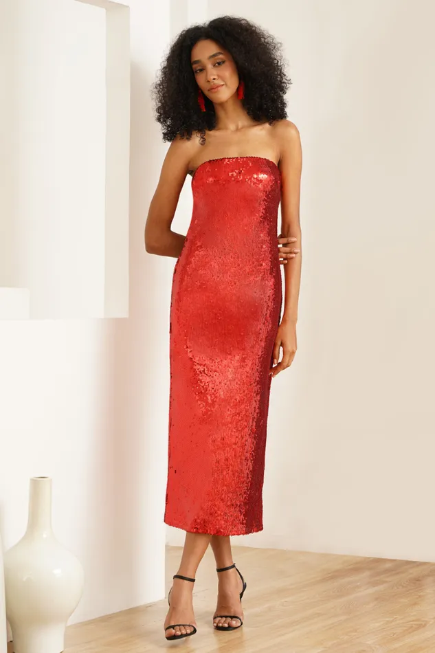 Women YUMI KIM Dresses ARIANA DRESS Red Sequins