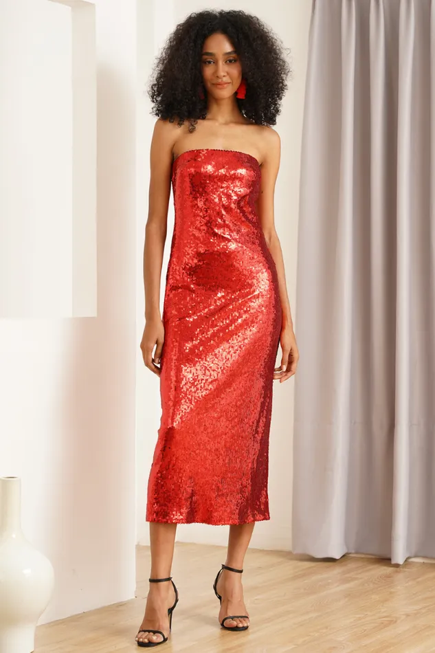 Women YUMI KIM Dresses ARIANA DRESS Red Sequins