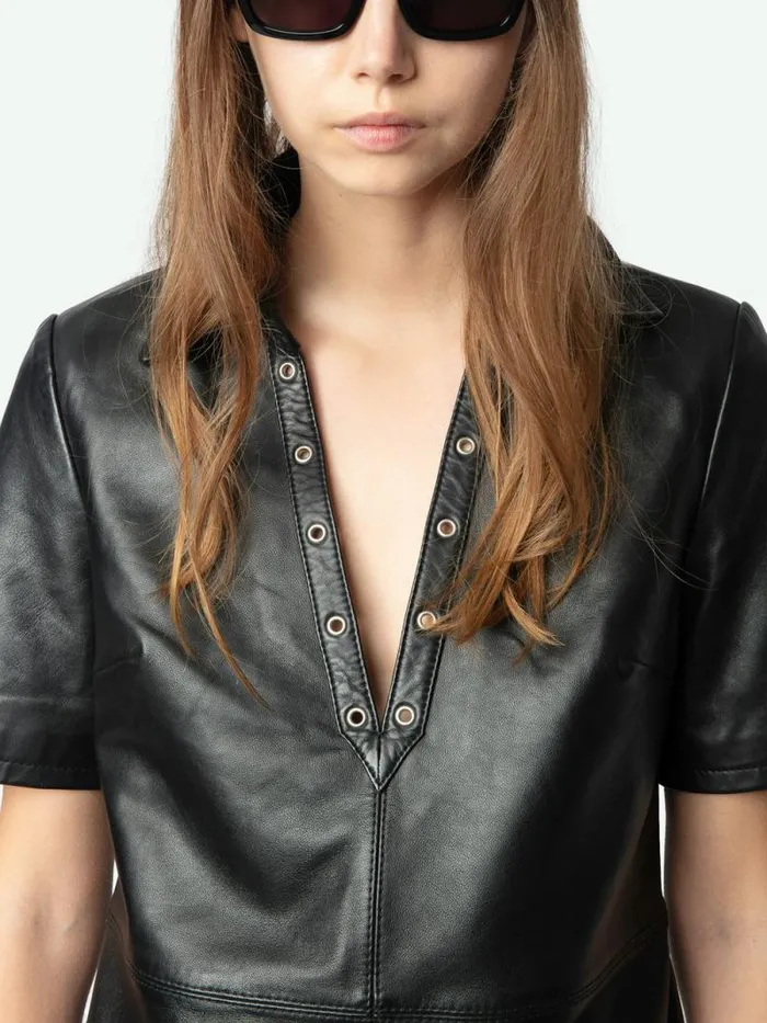 Women Zadig and Voltaire Dresses and Skirts Ralmy Leather Dress Black Women Zadig and Voltaire Dresses and Skirts Ralmy Leather Dress Black