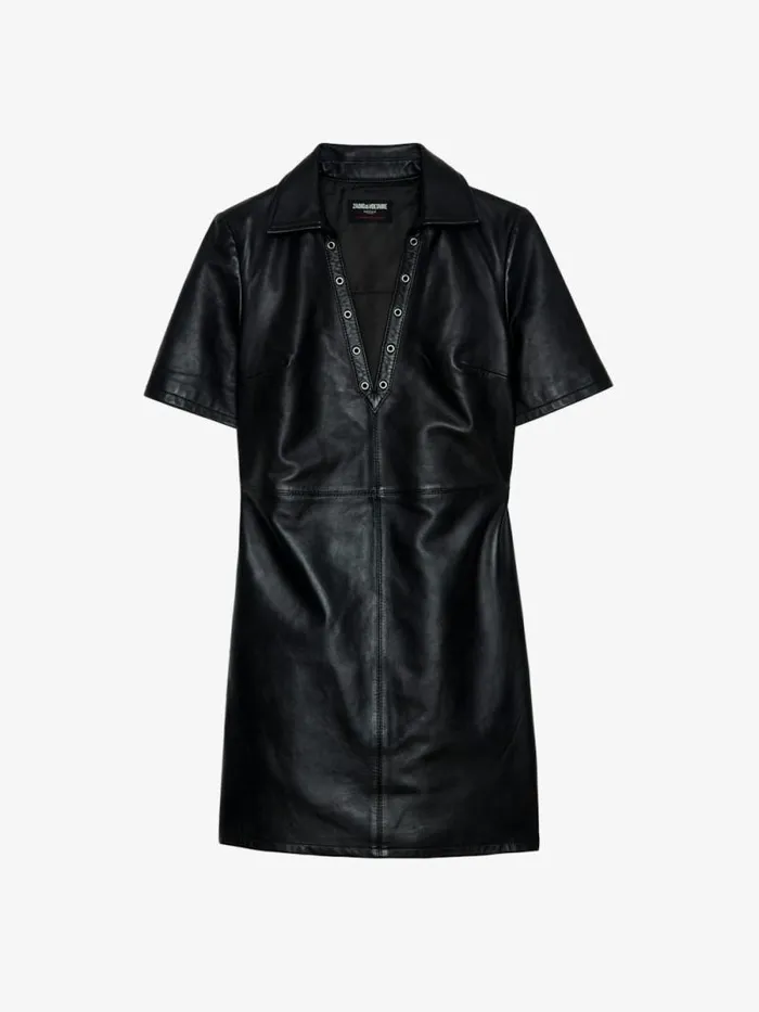 Women Zadig and Voltaire Dresses and Skirts Ralmy Leather Dress Black Women Zadig and Voltaire Dresses and Skirts Ralmy Leather Dress Black