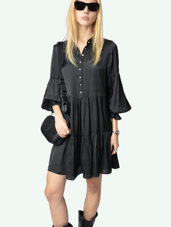 Women Zadig and Voltaire Dresses and Skirts Randy Satin Dress Black Women Zadig and Voltaire Dresses and Skirts Randy Satin Dress Black