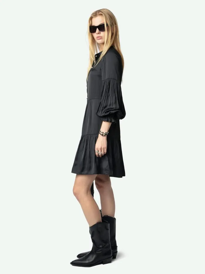 Women Zadig and Voltaire Dresses and Skirts Randy Satin Dress Black Women Zadig and Voltaire Dresses and Skirts Randy Satin Dress Black