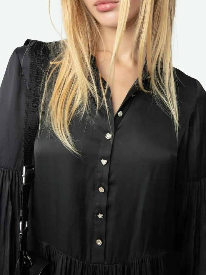 Women Zadig and Voltaire Dresses and Skirts Randy Satin Dress Black Women Zadig and Voltaire Dresses and Skirts Randy Satin Dress Black