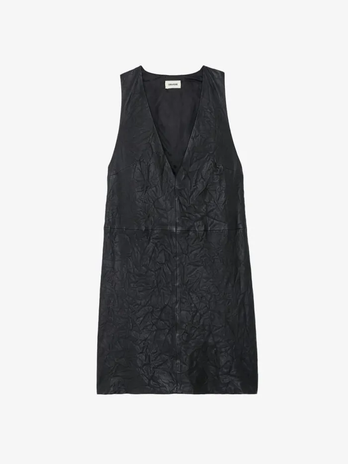 Women Zadig and Voltaire Dresses and Skirts Rasha Crinkled Leather Dress Black