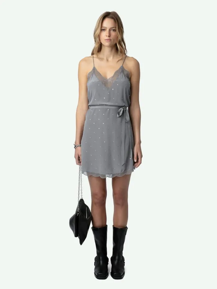 Women Zadig and Voltaire Dresses and Skirts Ristyz Diamante Silk Dress Iron Women Zadig and Voltaire Dresses and Skirts Ristyz Diamante Silk Dress Iron