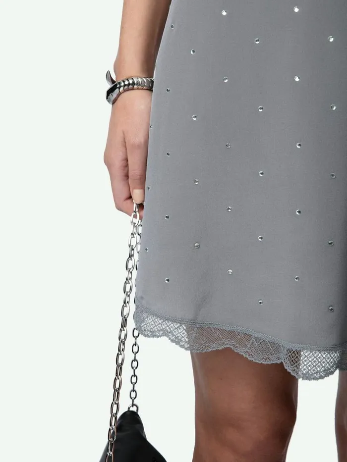 Women Zadig and Voltaire Dresses and Skirts Ristyz Diamante Silk Dress Iron Women Zadig and Voltaire Dresses and Skirts Ristyz Diamante Silk Dress Iron