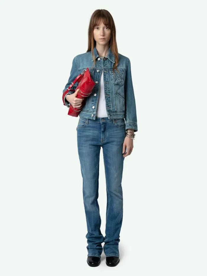 Women Zadig and Voltaire Jackets and Coats Kioka Denim Jacket Light Blue
