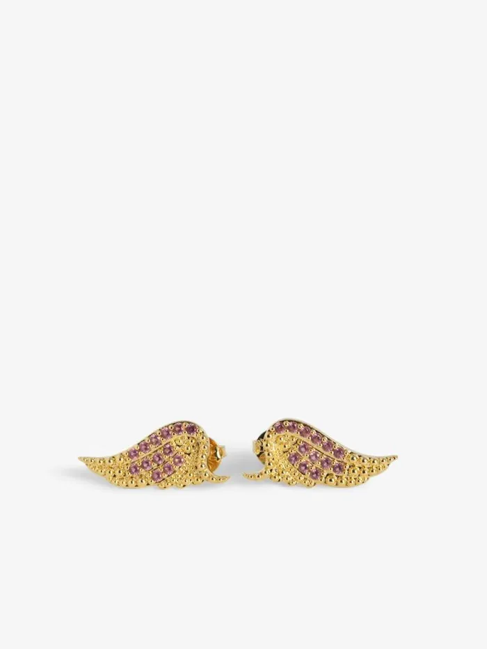 Women Zadig and Voltaire Jewelry Rock Earrings Shiny Gold