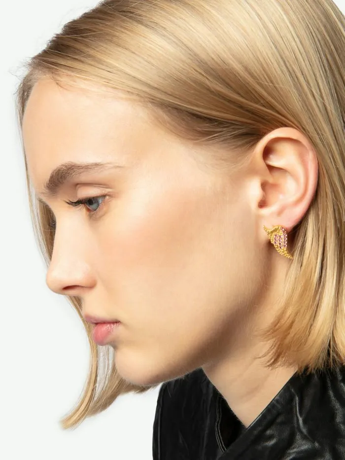 Women Zadig and Voltaire Jewelry Rock Earrings Shiny Gold