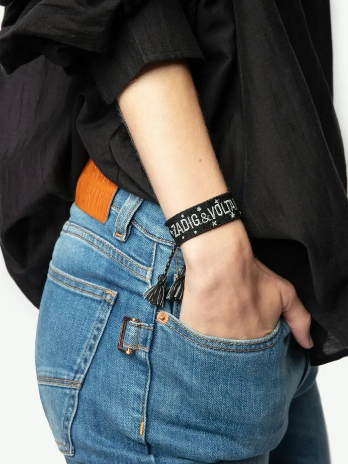 Women Zadig and Voltaire Jewelry Woven Zadig Bracelet Black Women Zadig and Voltaire Jewelry Woven Zadig Bracelet Black