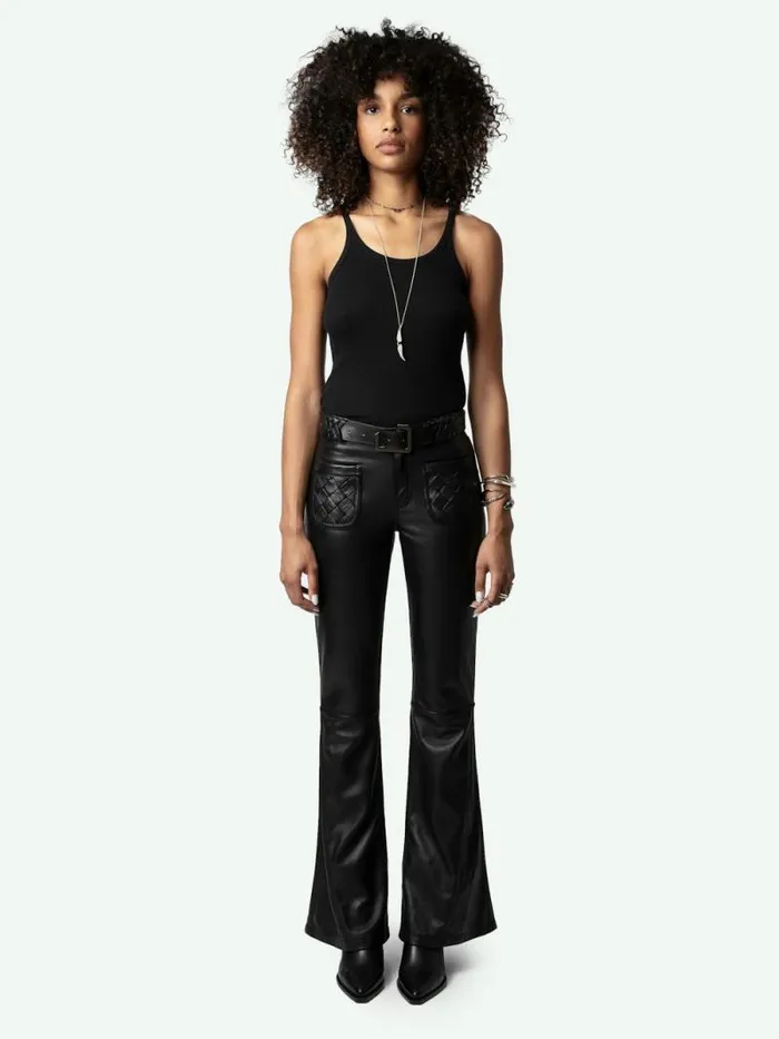Women Zadig and Voltaire Pants and Shorts Ecume Leather Pants Black