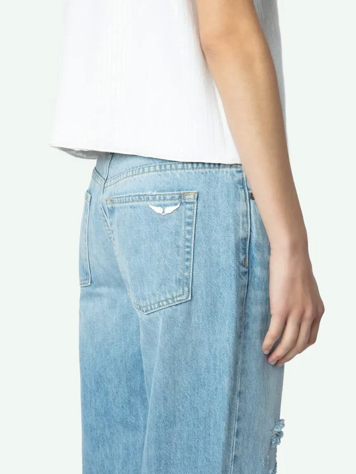 Women Zadig and Voltaire Pants and Shorts Stevie Ripped 90039s Jeans Light Wash Women Zadig and Voltaire Pants and Shorts Stevie Ripped 90039s Jeans Light Wash