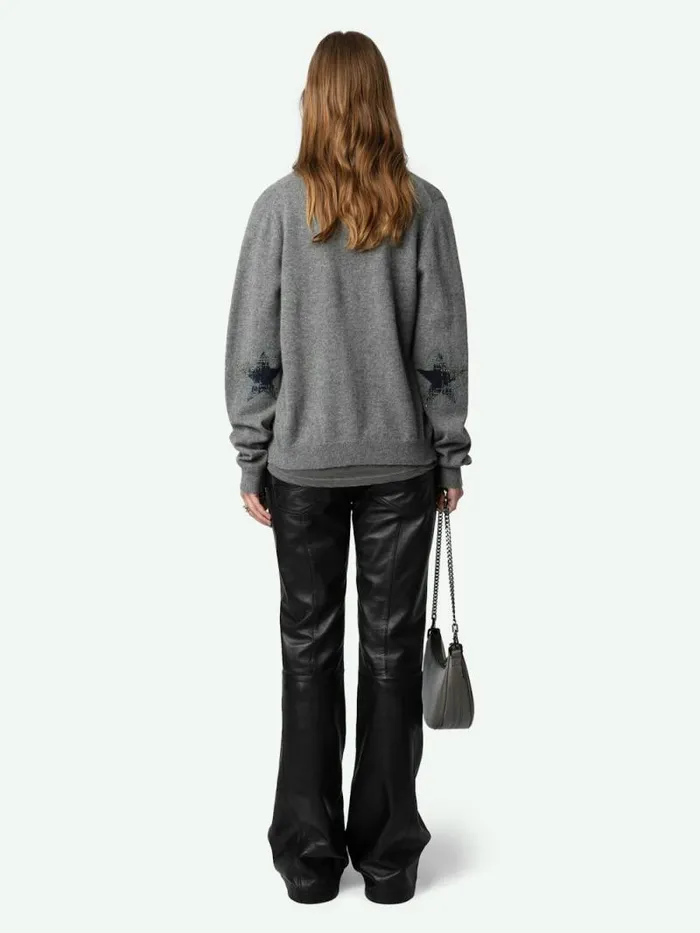 Women Zadig and Voltaire Sweaters and Cardigans Jemmy Patch Cashmere Cardigan Gris Chine Women Zadig and Voltaire Sweaters and Cardigans Jemmy Patch Cashmere Cardigan Gris Chine