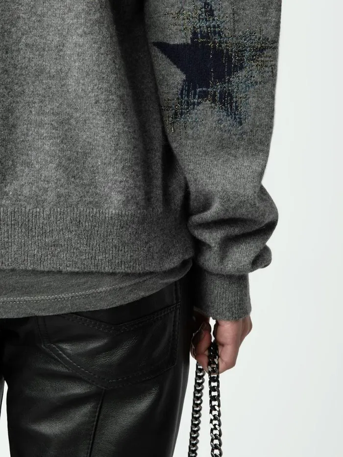 Women Zadig and Voltaire Sweaters and Cardigans Jemmy Patch Cashmere Cardigan Gris Chine Women Zadig and Voltaire Sweaters and Cardigans Jemmy Patch Cashmere Cardigan Gris Chine