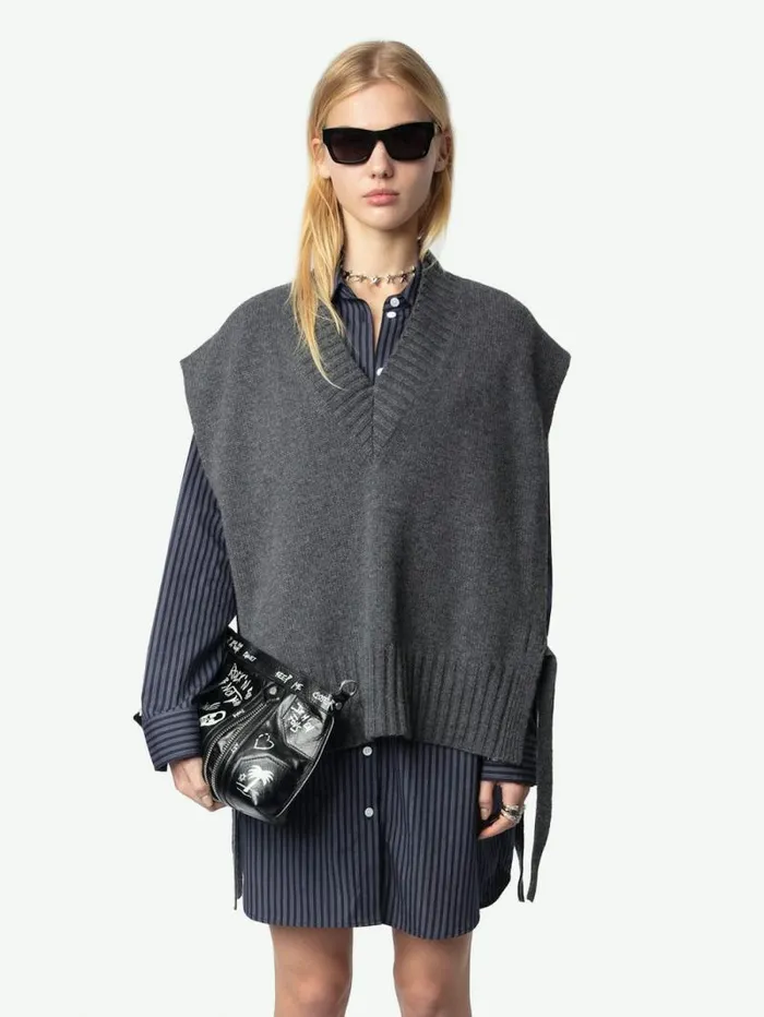 Women Zadig and Voltaire Sweaters and Cardigans Maddy Cashmere Sweater Anthracite Women Zadig and Voltaire Sweaters and Cardigans Maddy Cashmere Sweater Anthracite