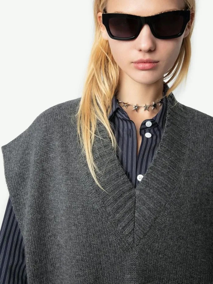 Women Zadig and Voltaire Sweaters and Cardigans Maddy Cashmere Sweater Anthracite Women Zadig and Voltaire Sweaters and Cardigans Maddy Cashmere Sweater Anthracite