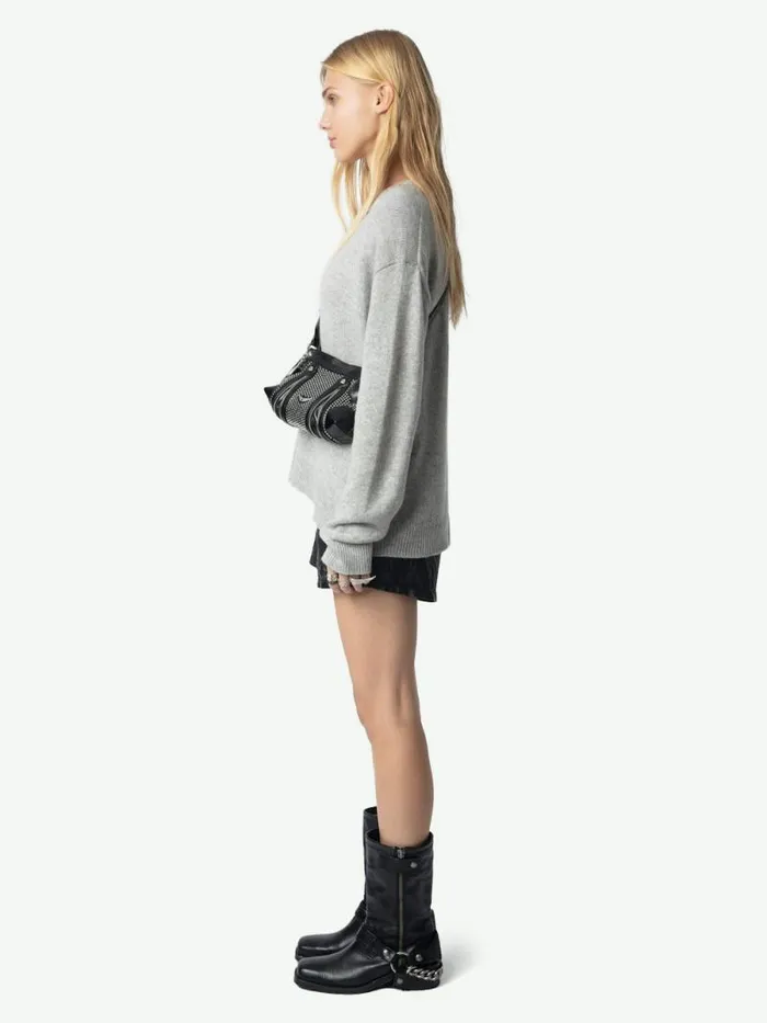 Women Zadig and Voltaire Sweaters and Cardigans Markus Cashmere Sweater Gris Chine Clai Women Zadig and Voltaire Sweaters and Cardigans Markus Cashmere Sweater Gris Chine Clai