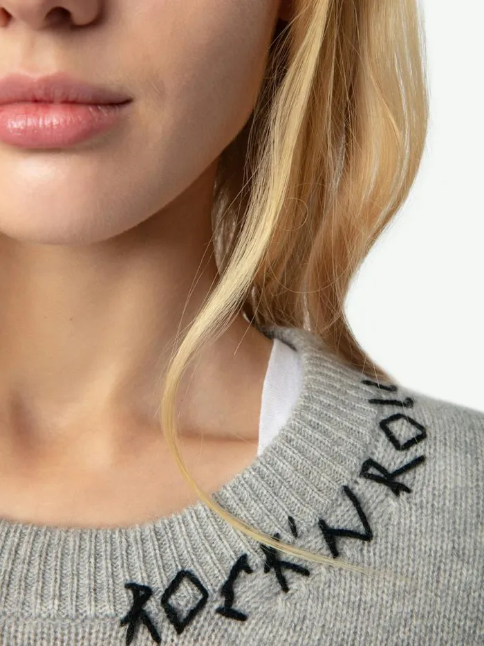 Women Zadig and Voltaire Sweaters and Cardigans Markus Cashmere Sweater Gris Chine Clai Women Zadig and Voltaire Sweaters and Cardigans Markus Cashmere Sweater Gris Chine Clai
