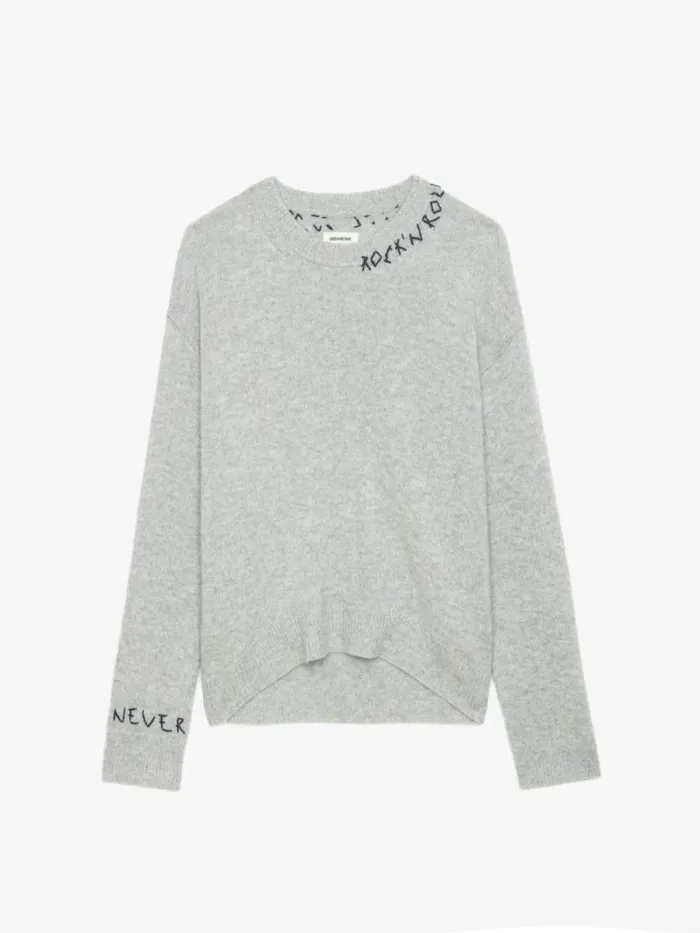 Women Zadig and Voltaire Sweaters and Cardigans Markus Cashmere Sweater Gris Chine Clai Women Zadig and Voltaire Sweaters and Cardigans Markus Cashmere Sweater Gris Chine Clai