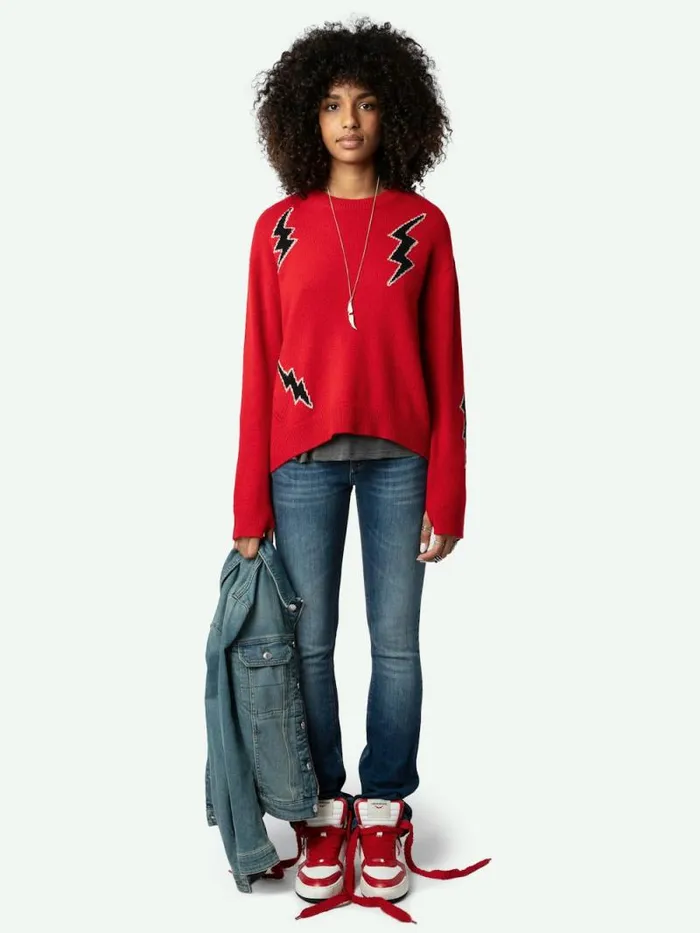 Women Zadig and Voltaire Sweaters and Cardigans Markus Flashlight Sweater Cerise