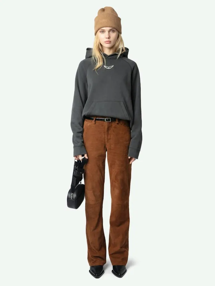 Women Zadig and Voltaire Sweatshirts and Hoodies Georgy Sweatshirt Carbone Women Zadig and Voltaire Sweatshirts and Hoodies Georgy Sweatshirt Carbone