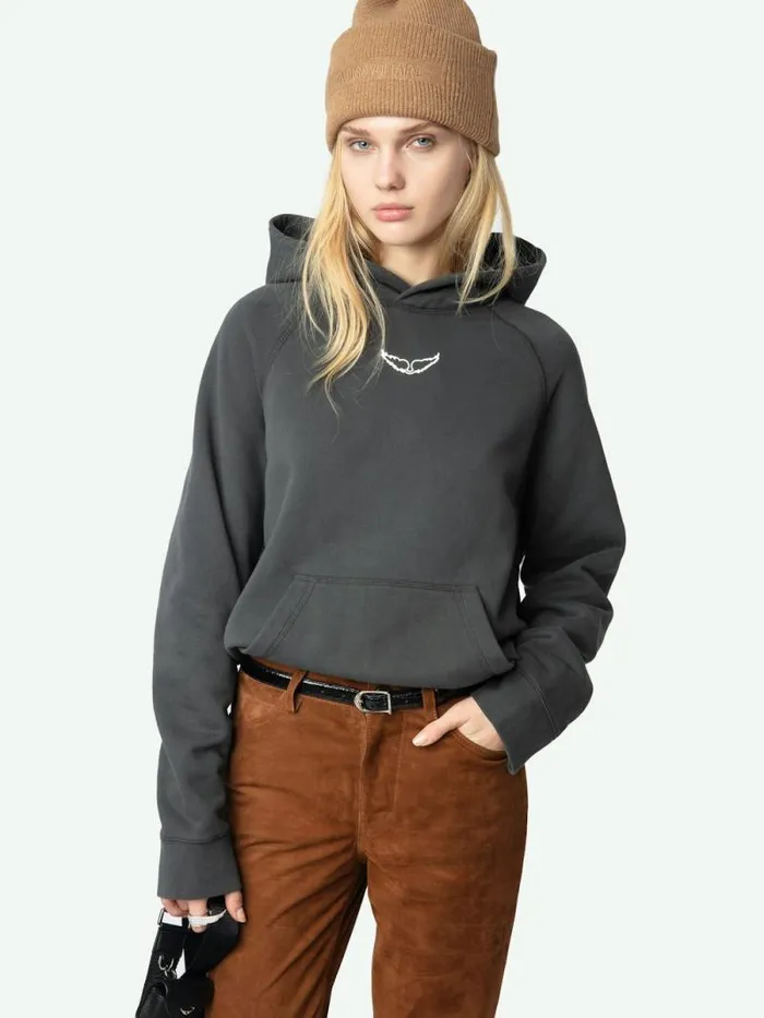 Women Zadig and Voltaire Sweatshirts and Hoodies Georgy Sweatshirt Carbone Women Zadig and Voltaire Sweatshirts and Hoodies Georgy Sweatshirt Carbone