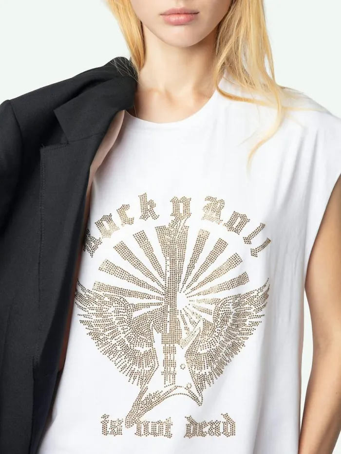 Women Zadig and Voltaire TShirts Cloe Tank Top White Women Zadig and Voltaire TShirts Cloe Tank Top White