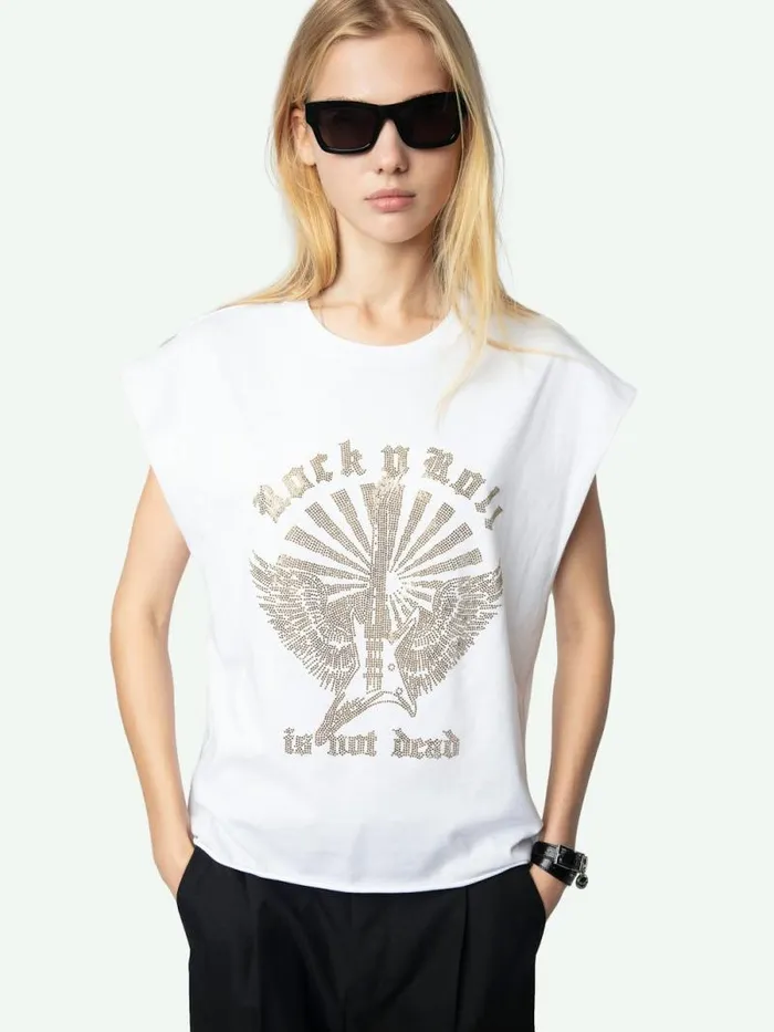 Women Zadig and Voltaire TShirts Cloe Tank Top White Women Zadig and Voltaire TShirts Cloe Tank Top White