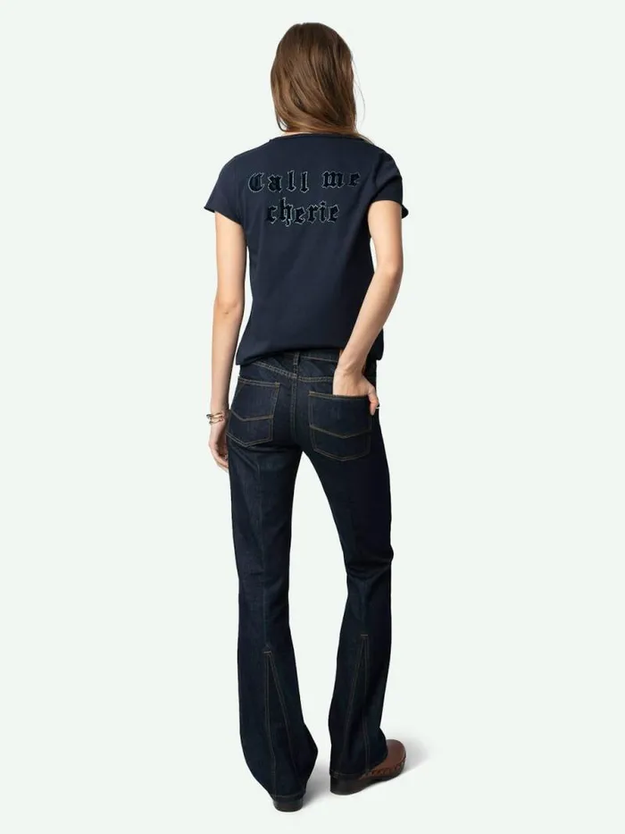 Women Zadig and Voltaire TShirts Henley Diamant Tshirt Encre Women Zadig and Voltaire TShirts Henley Diamant Tshirt Encre