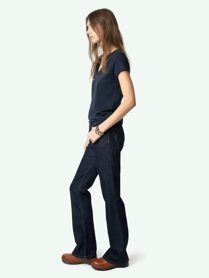 Women Zadig and Voltaire TShirts Henley Diamant Tshirt Encre Women Zadig and Voltaire TShirts Henley Diamant Tshirt Encre