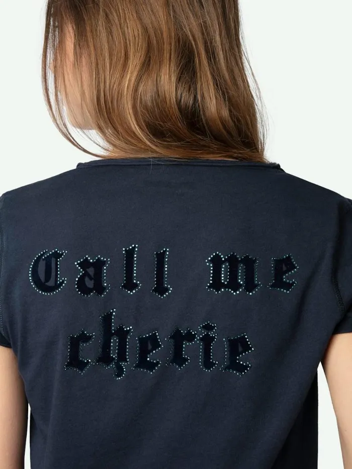 Women Zadig and Voltaire TShirts Henley Diamant Tshirt Encre Women Zadig and Voltaire TShirts Henley Diamant Tshirt Encre
