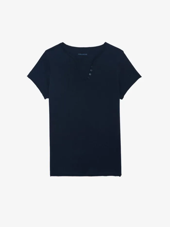 Women Zadig and Voltaire TShirts Henley Diamant Tshirt Encre Women Zadig and Voltaire TShirts Henley Diamant Tshirt Encre