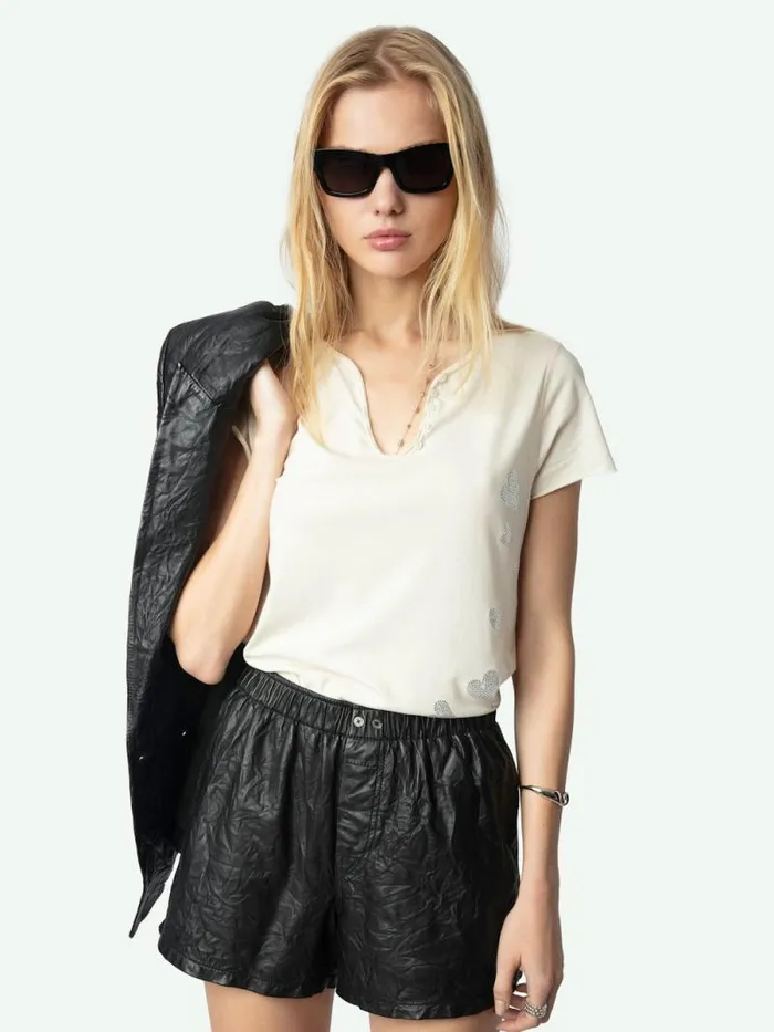 Women Zadig and Voltaire TShirts Henley Tshirt Ecru Women Zadig and Voltaire TShirts Henley Tshirt Ecru