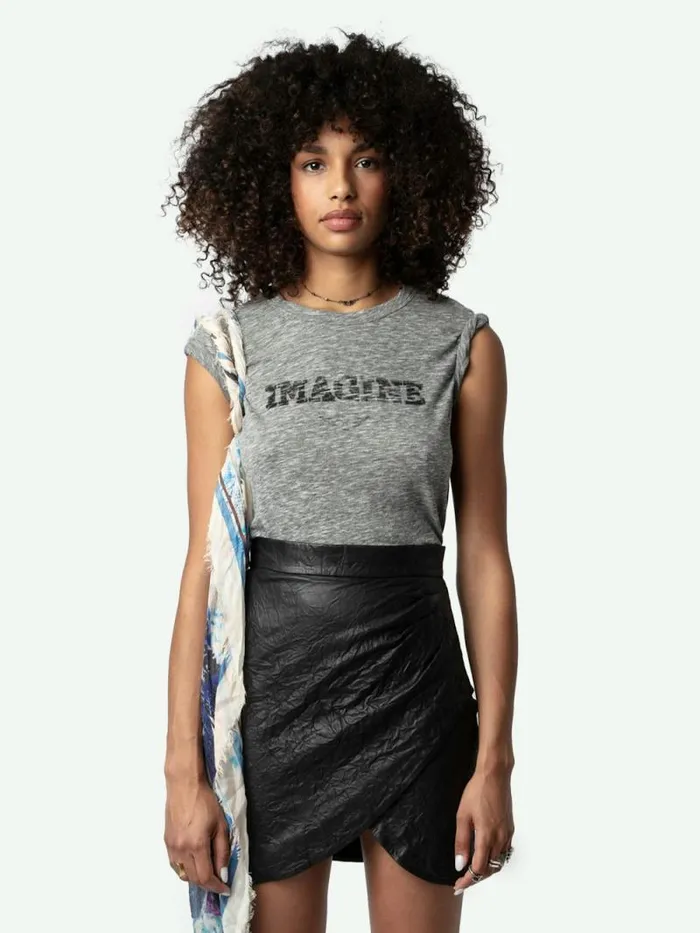 Women Zadig and Voltaire TShirts Woop Imagine Tshirt Gris Chine Women Zadig and Voltaire TShirts Woop Imagine Tshirt Gris Chine
