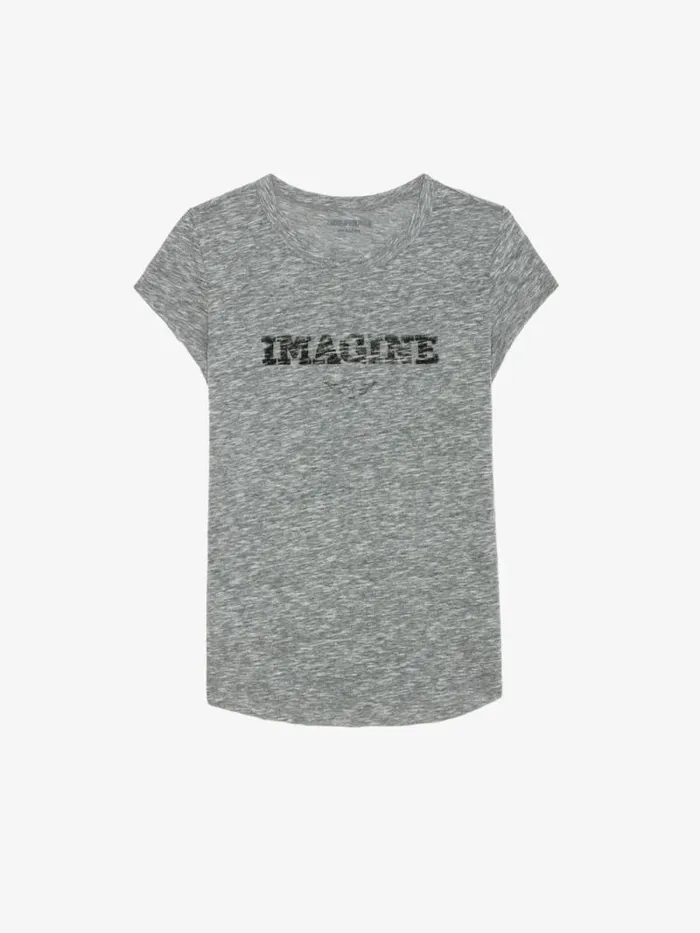 Women Zadig and Voltaire TShirts Woop Imagine Tshirt Gris Chine Women Zadig and Voltaire TShirts Woop Imagine Tshirt Gris Chine
