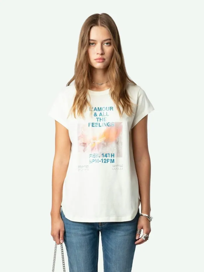 Women Zadig and Voltaire TShirts Woop Photoprint Tshirt Flake Women Zadig and Voltaire TShirts Woop Photoprint Tshirt Flake