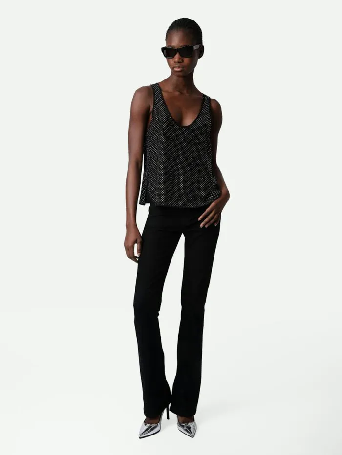 Women Zadig and Voltaire Tops and Shirts Carys Diamant Silk Top Black