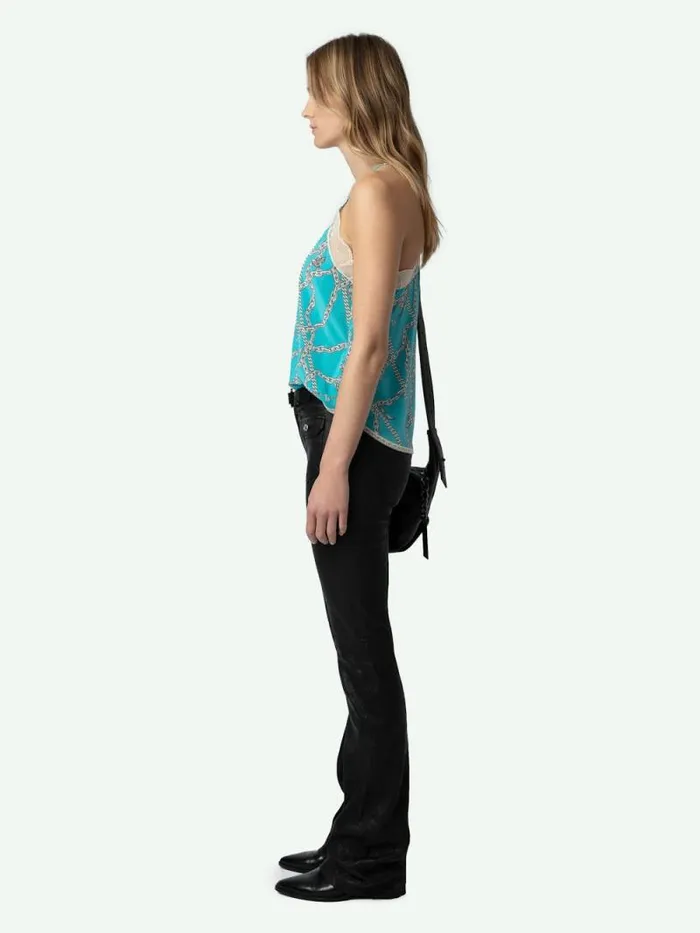 Women Zadig and Voltaire Tops and Shirts Christy Silk Camisole Aqua Women Zadig and Voltaire Tops and Shirts Christy Silk Camisole Aqua