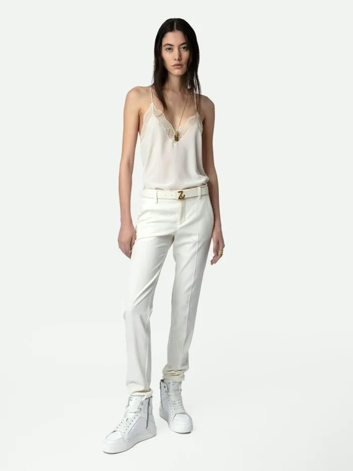 Women Zadig and Voltaire Tops and Shirts Christy Silk Camisole Ecru
