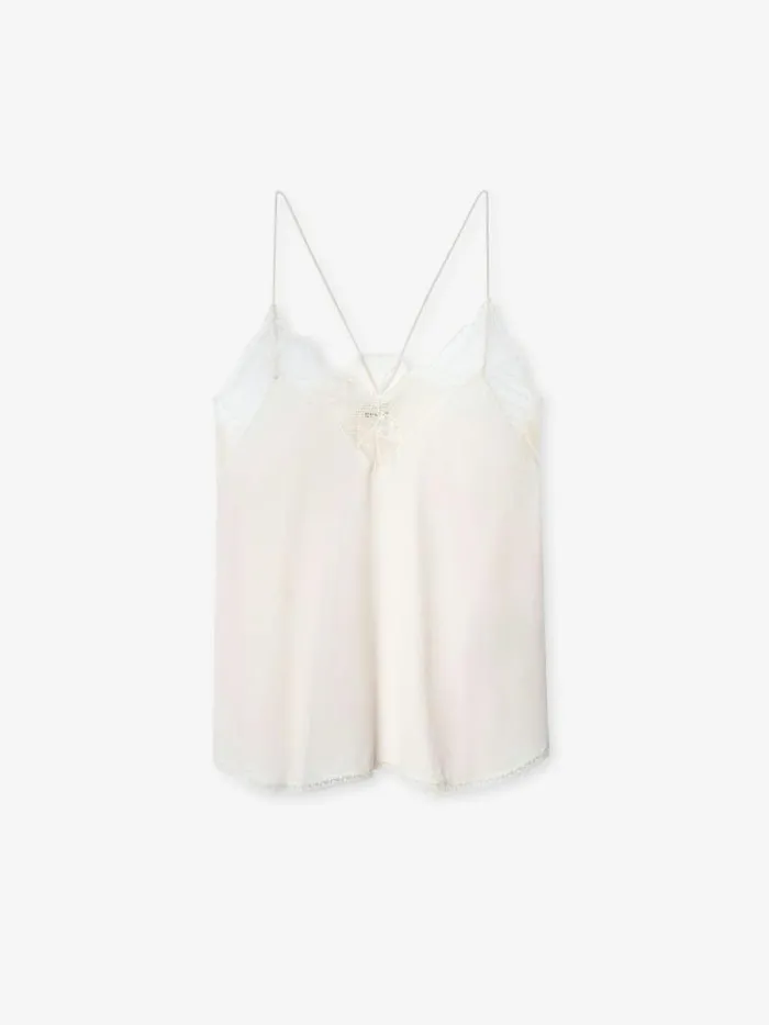 Women Zadig and Voltaire Tops and Shirts Christy Silk Camisole Ecru Women Zadig and Voltaire Tops and Shirts Christy Silk Camisole Ecru