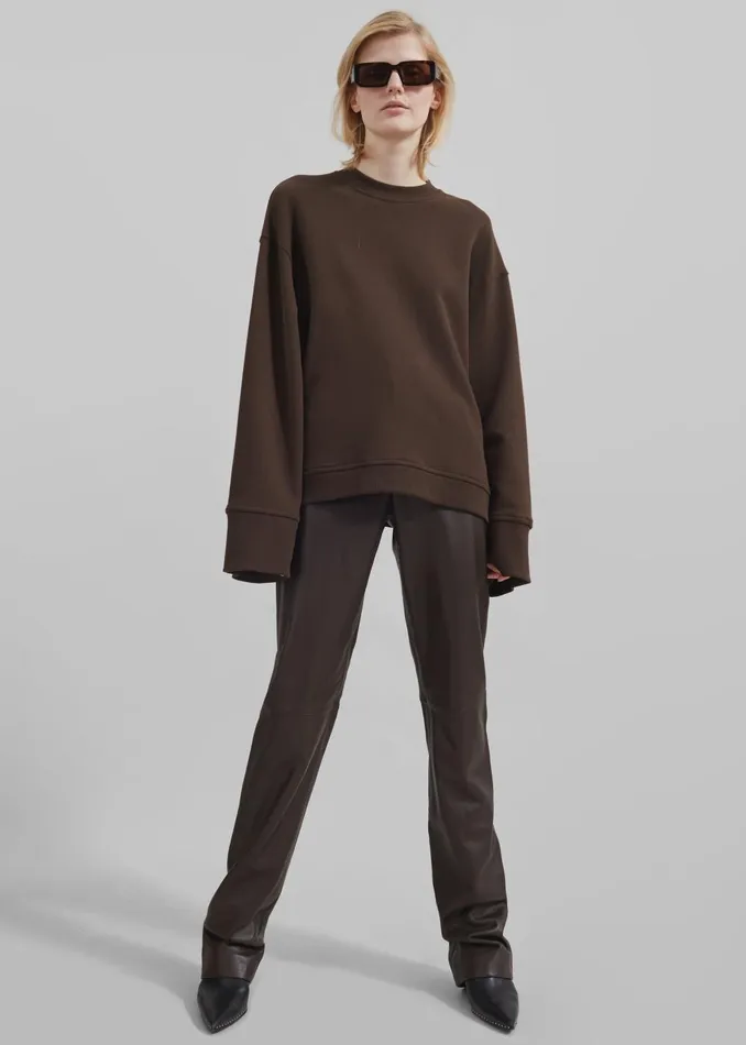 Women Ziggy Long Leather Pants 8211 Brown The Frankie Shop Bottoms