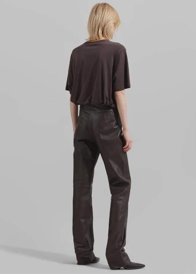 Women Ziggy Long Leather Pants 8211 Brown The Frankie Shop Bottoms