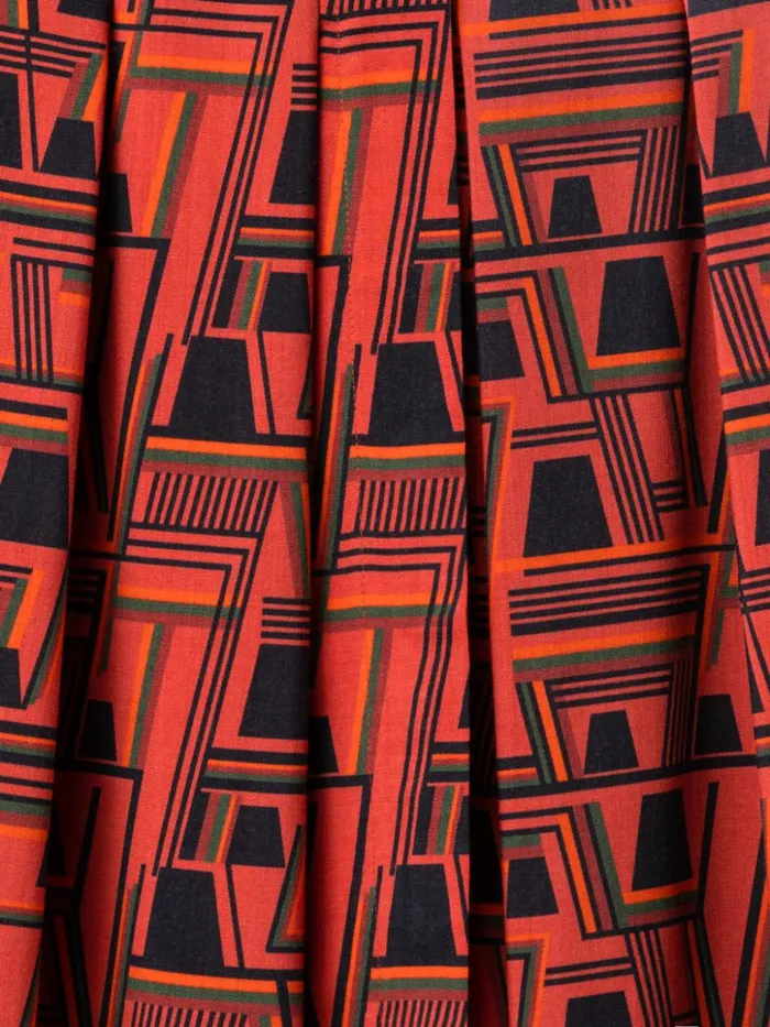 Wool Crpe Midi Skirt With Zig Zag Trapezoid Print Rustic Redmulticolor Women Akris Skirts