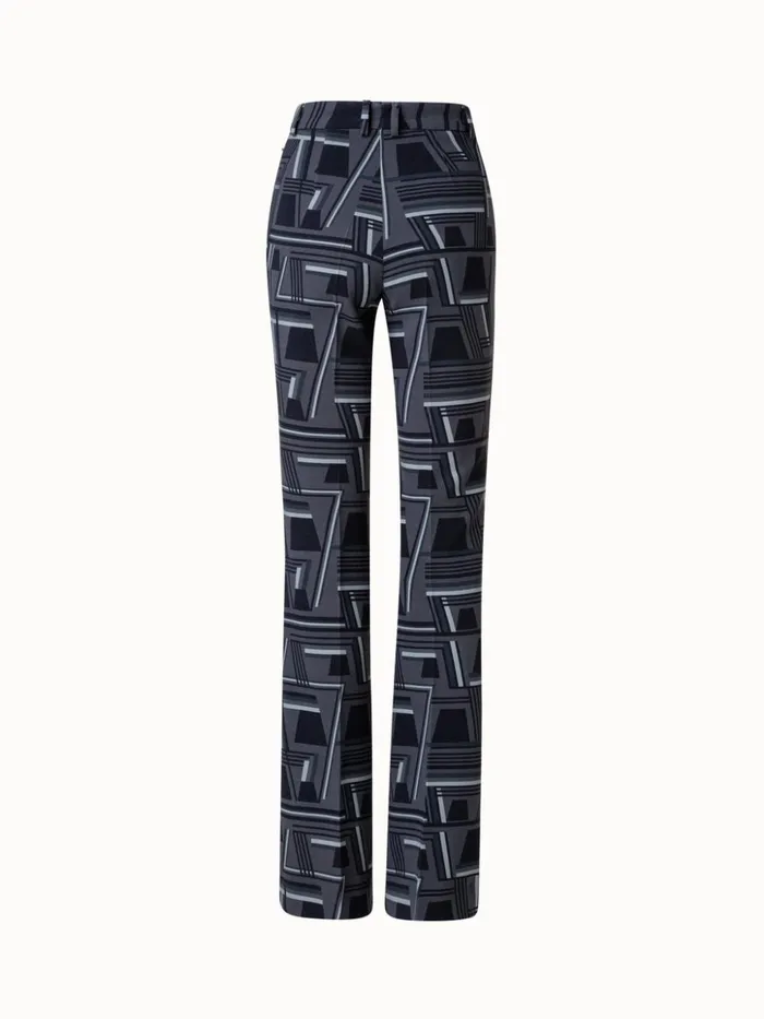 Wool DoubleFace Bootcut Pants With Zig Zag Trapezoid Print Charcoalblack Women Akris Pants